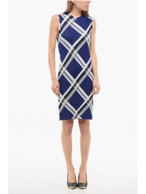 Burberry Silk Sleeveless Dress with Checkered Motif