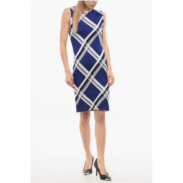 Burberry Silk Sleeveless Dress with Checkered Motif - Image 4