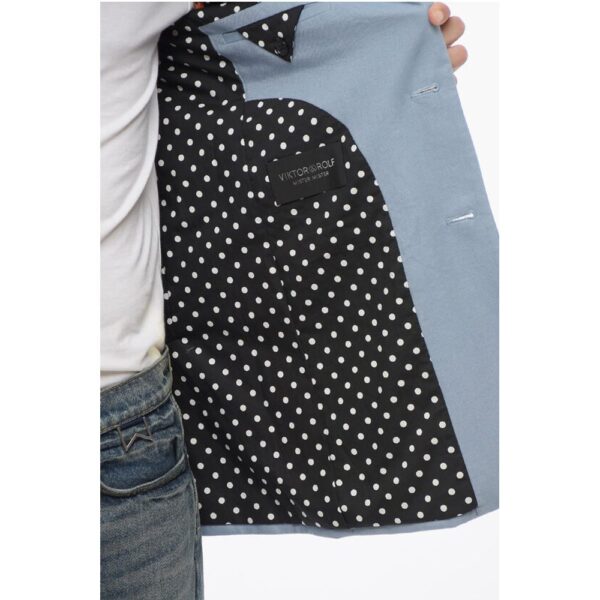 Viktor & Rolf Twill Cotton Slim Fit Blazer with Flap Pockets - Image 5