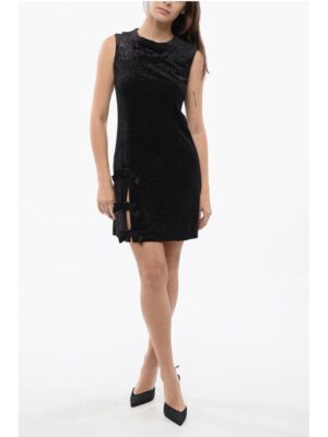 Viktor & Rolf Glittered Velour BOW & SLIT Velour Dress