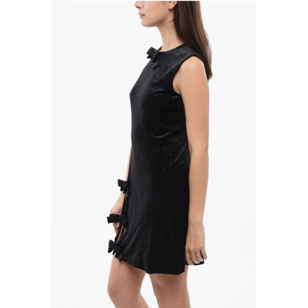 Viktor & Rolf Glittered Velour BOW & SLIT Velour Dress - Image 3