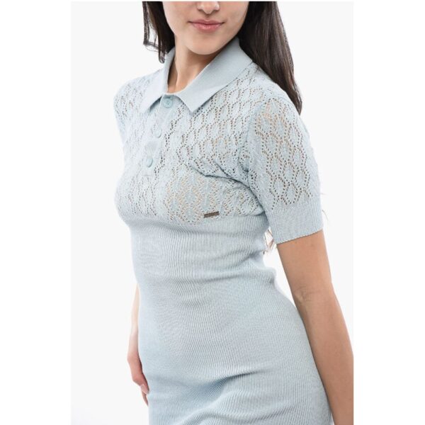 Dsquared² Crochet Cotton Shirt Dress with 3 Buttons - Image 3