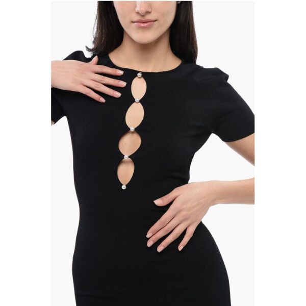Dsquared² Knitted Cut-Out Dress with Pearls - Image 3