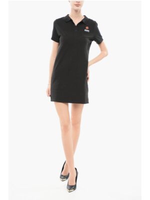 Kenzo Piquet Cotton Tee Dress with Polo Neck