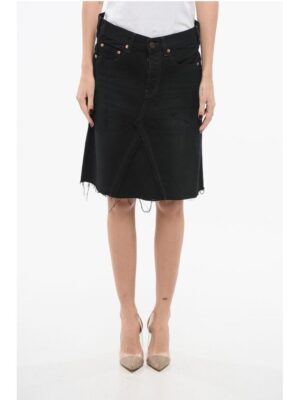 Balenciaga Denim Miniskirt with Cut-outs