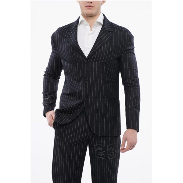 Off-White Pinstriped 23 Blazer with Flap Pockets