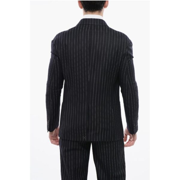 Off-White Pinstriped 23 Blazer with Flap Pockets - Image 2