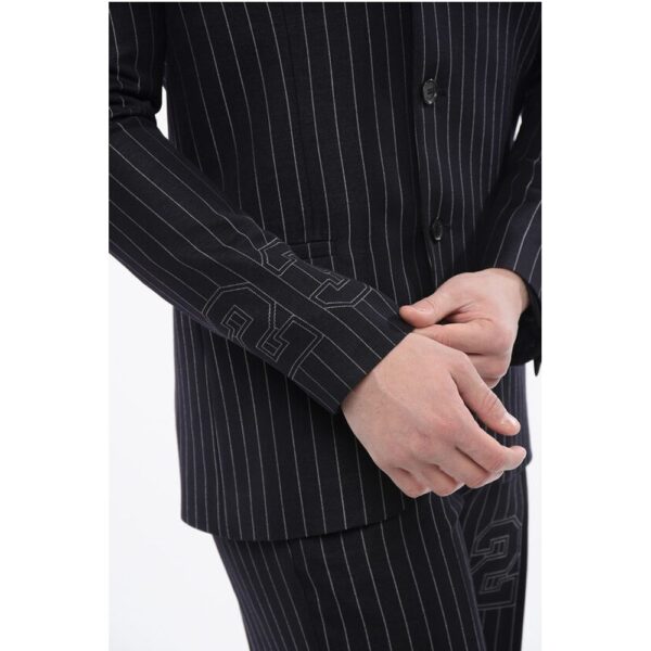 Off-White Pinstriped 23 Blazer with Flap Pockets - Image 3