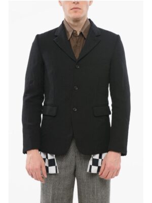 Comme Des Garçons BLACK Double-layered Blazer with Checkered Detail