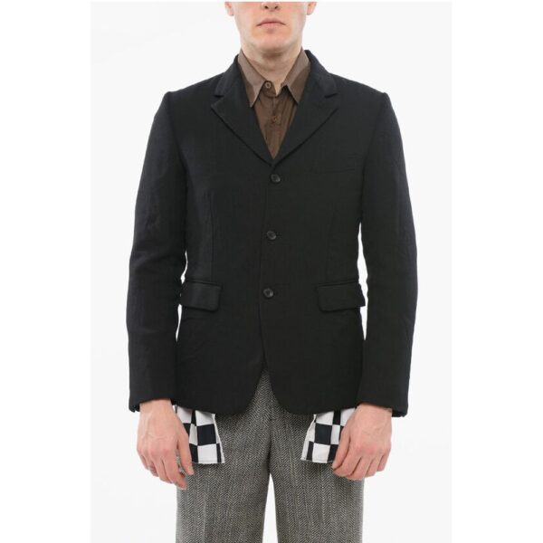 Comme Des Garçons BLACK Double-layered Blazer with Checkered Detail