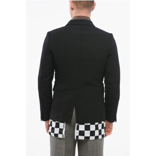 Comme Des Garçons BLACK Double-layered Blazer with Checkered Detail - Image 2