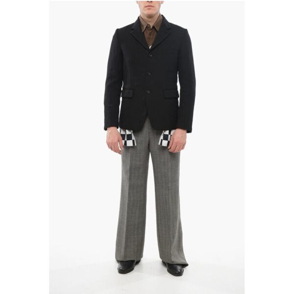 Comme Des Garçons BLACK Double-layered Blazer with Checkered Detail - Image 4