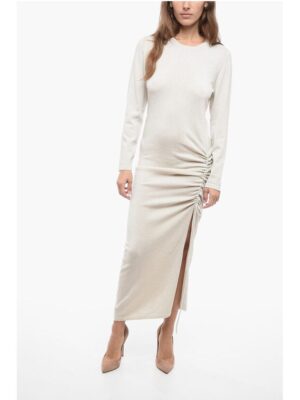 Parosh Stretchy Lurex Knitted Dress with Draw-String