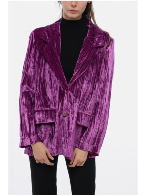 Sleep no More Curly Velvet Loose-Fit Blazer with Paded Shoulder