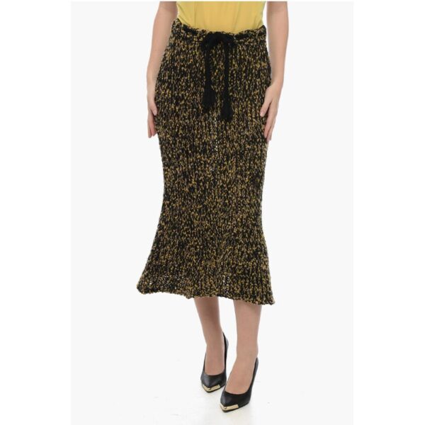 Moncler Bouclé Knitted Skirt with Draw-String