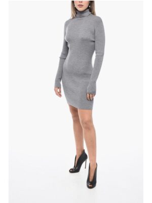 Dsquared² Turtleneck Ribbed Wool Minidress
