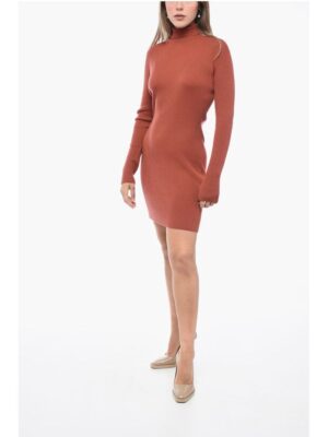 Dsquared² Turtleneck Ribbed Wool Minidress