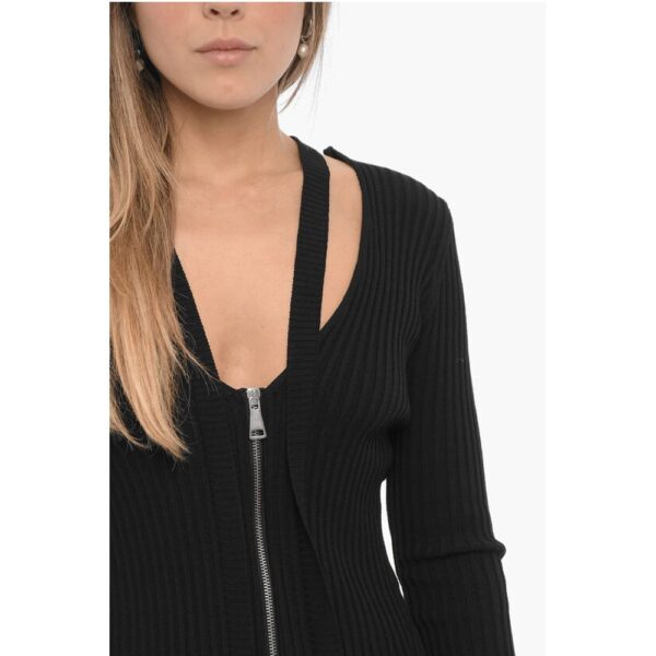 Ribbed Bodycon Dress with Zip Closure - Image 3