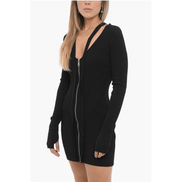 Ribbed Bodycon Dress with Zip Closure - Image 4