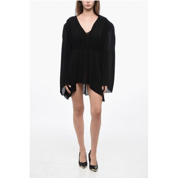 Wardrobe.Nyc Silk Mini Dress with Ruched Details