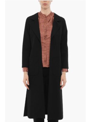 Solid Color Long Blazer with Patch Pockets