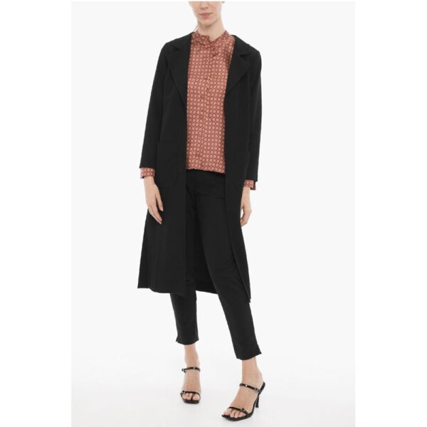 Solid Color Long Blazer with Patch Pockets - Image 4