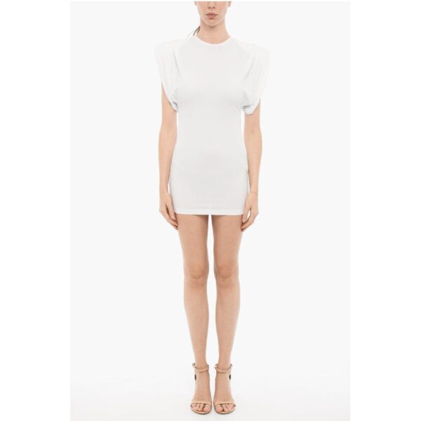 Wardrobe.Nyc Solid Color Sheath Mini Dress with Pad Shoulders