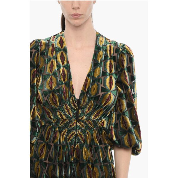 La Double J Velvet CAMERINO Maxi Dress with Front Buttoning - Image 3