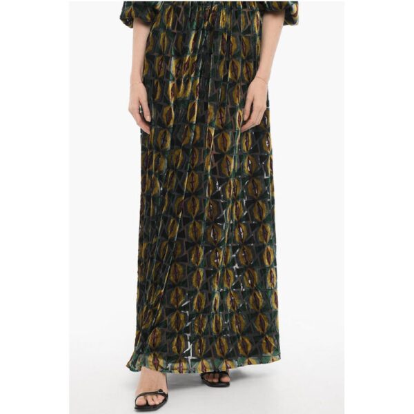La Double J Velvet CAMERINO Maxi Dress with Front Buttoning - Image 4