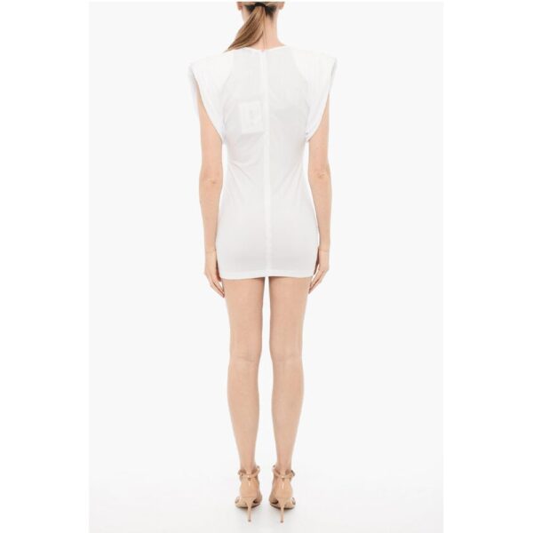 Wardrobe.Nyc Solid Color Sheath Mini Dress with Pad Shoulders - Image 2