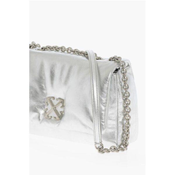 Off-White Metallic Leather JITNEY Crossbody Bag - Image 3