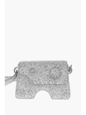 Off-White Marble Effect Leather BURROW Crossbody Bag with Cut-Out Deta