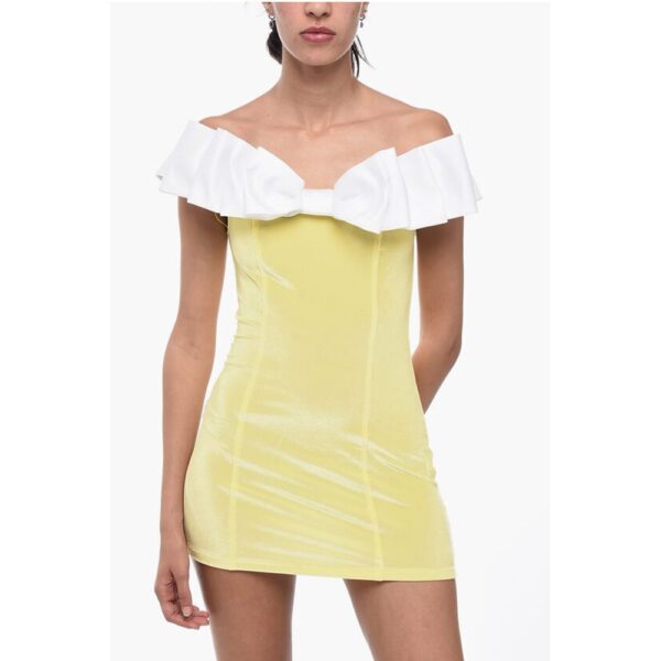 Adriana Hot Couture Bodycon Chenille Mini Dress with Maxi Bow - Image 4