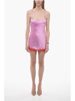 Adriana Hot Couture Silk Slip Dress with Laces Details