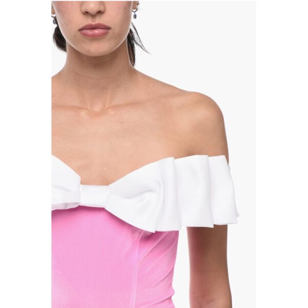 Adriana Hot Couture Bodycon Chenille Mini Dress with Maxi Bow - Image 3