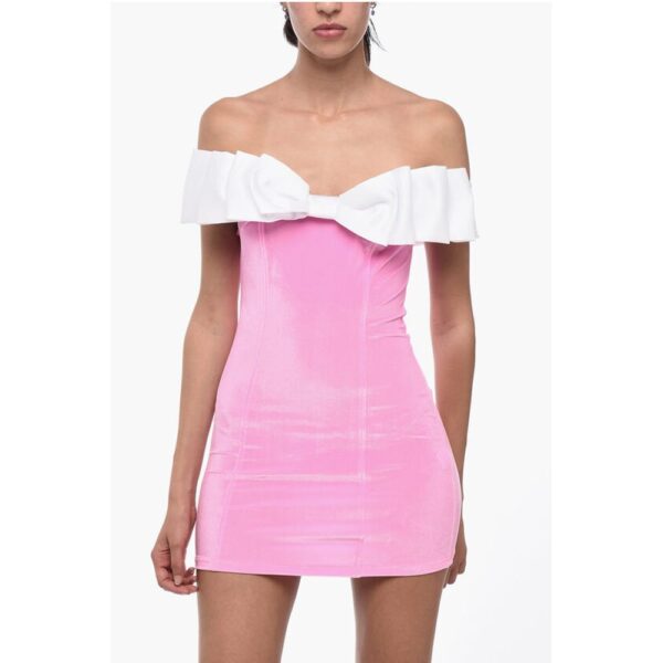 Adriana Hot Couture Bodycon Chenille Mini Dress with Maxi Bow - Image 4