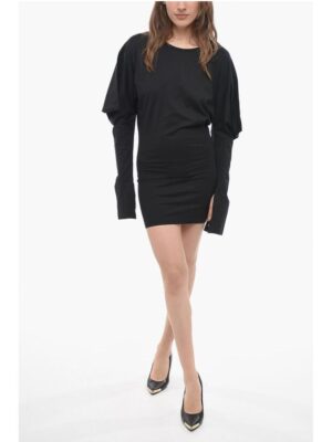 Setchu Solid Color Tee Dress with Asymmetrical Sleeve