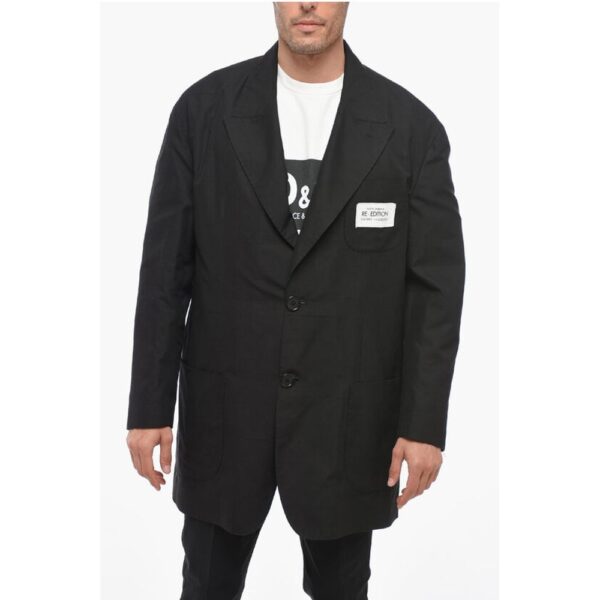 Dolce & Gabbana RE-EDITION Silk Blend Slim Fit Blazer with Peak Lapel