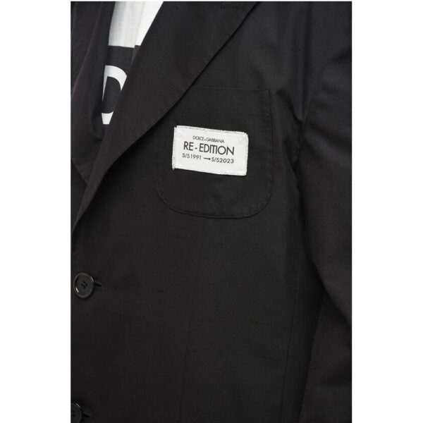 Dolce & Gabbana RE-EDITION Silk Blend Slim Fit Blazer with Peak Lapel - Image 3