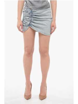The Mannei Denim Miniskirt with Ruched Detail