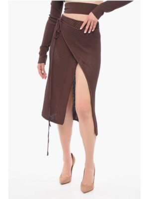 Woven Knit Wrap Skirt