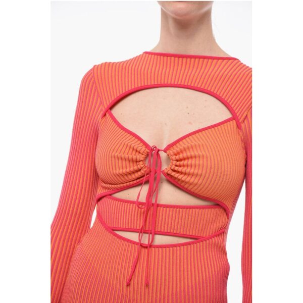 Ribbed Knitted Mini Dress with Cut Out Detail - Image 3