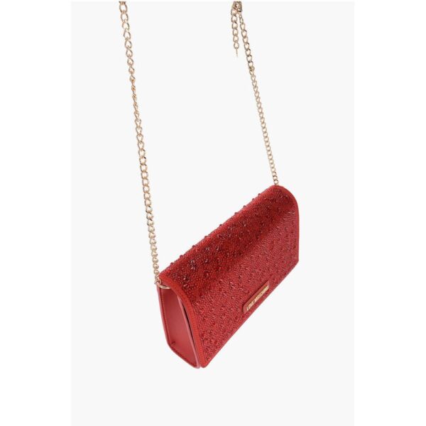 Moschino LOVE Faux Leather Crossbody Bag Embellished with Rhinestones - Image 3