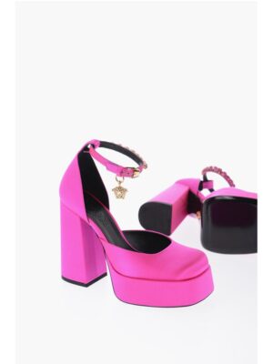Versace Jewel Strap Satin Platform Pumps 12cm