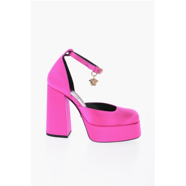 Versace Jewel Strap Satin Platform Pumps 12cm - Image 3