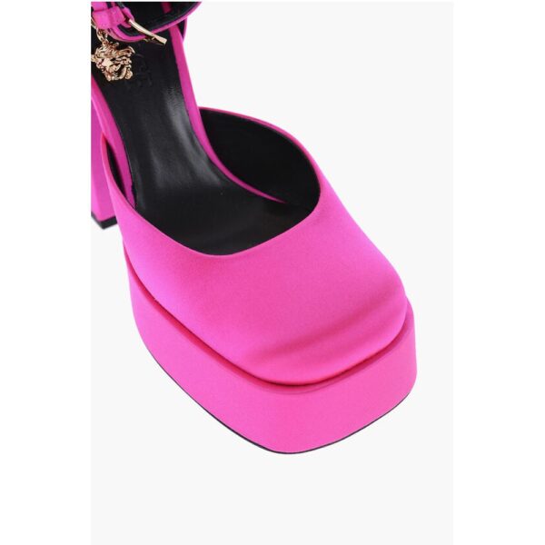 Versace Jewel Strap Satin Platform Pumps 12cm - Image 4