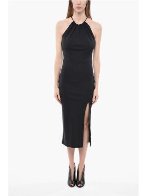 Anouki Viscose Blend Halter Sheath Dress with Back Zip