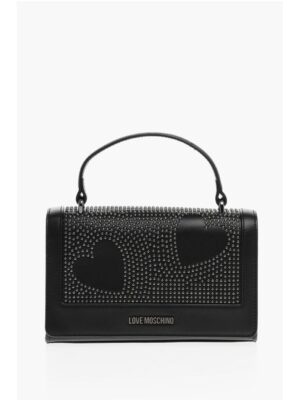 Moschino LOVE Faux Leather Embellished Studs Hand Bag with Chain