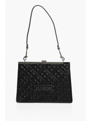 Moschino LOVE Quilted Faux Leather Crossbody Bag with Ton On Ton Logo