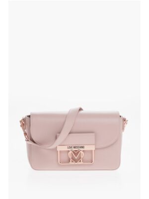 Moschino LOVE Faux Leather Bag with Metal Logo and Removable Shoulder